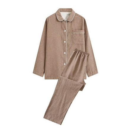 

Patlollav Fall Winter Homewear Womens Long-Sleeve Tops Trousers Turndown Collar Night Pajamas Suits