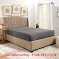 thumbnail image 2 of Ropa de cama, sábana ajustable de bolsillo profundo, sábana de microfibra cepillada doble suave y sedosa de lujo para hotel, sábana de bolsillo profundo, juego de 2, tamaño King, gris, 2 of 5