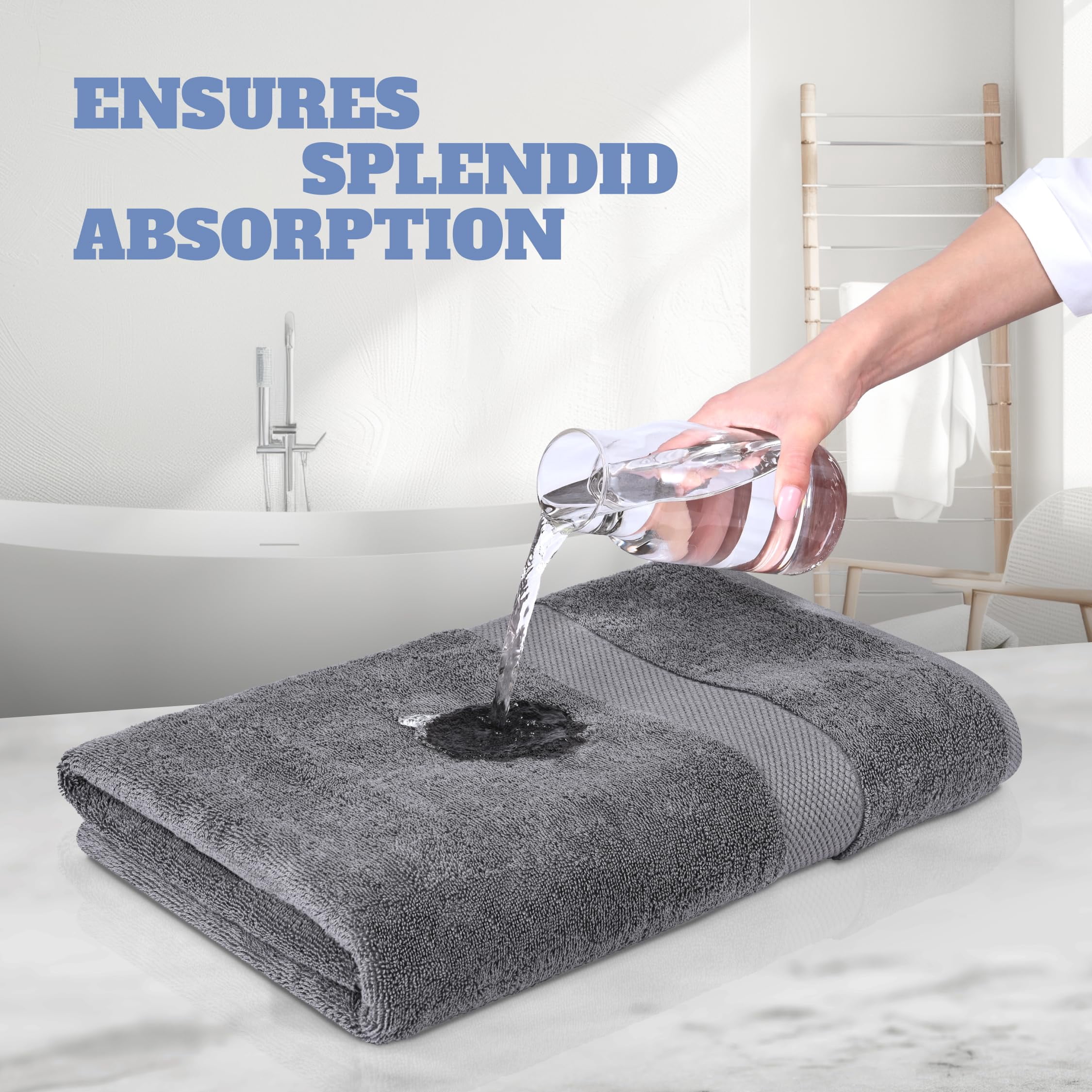 (2 pack) White Classic Wealuxe Collection Lightweight Cotton Small Bath Towels, Gray, 22 x 44, 6 Pack