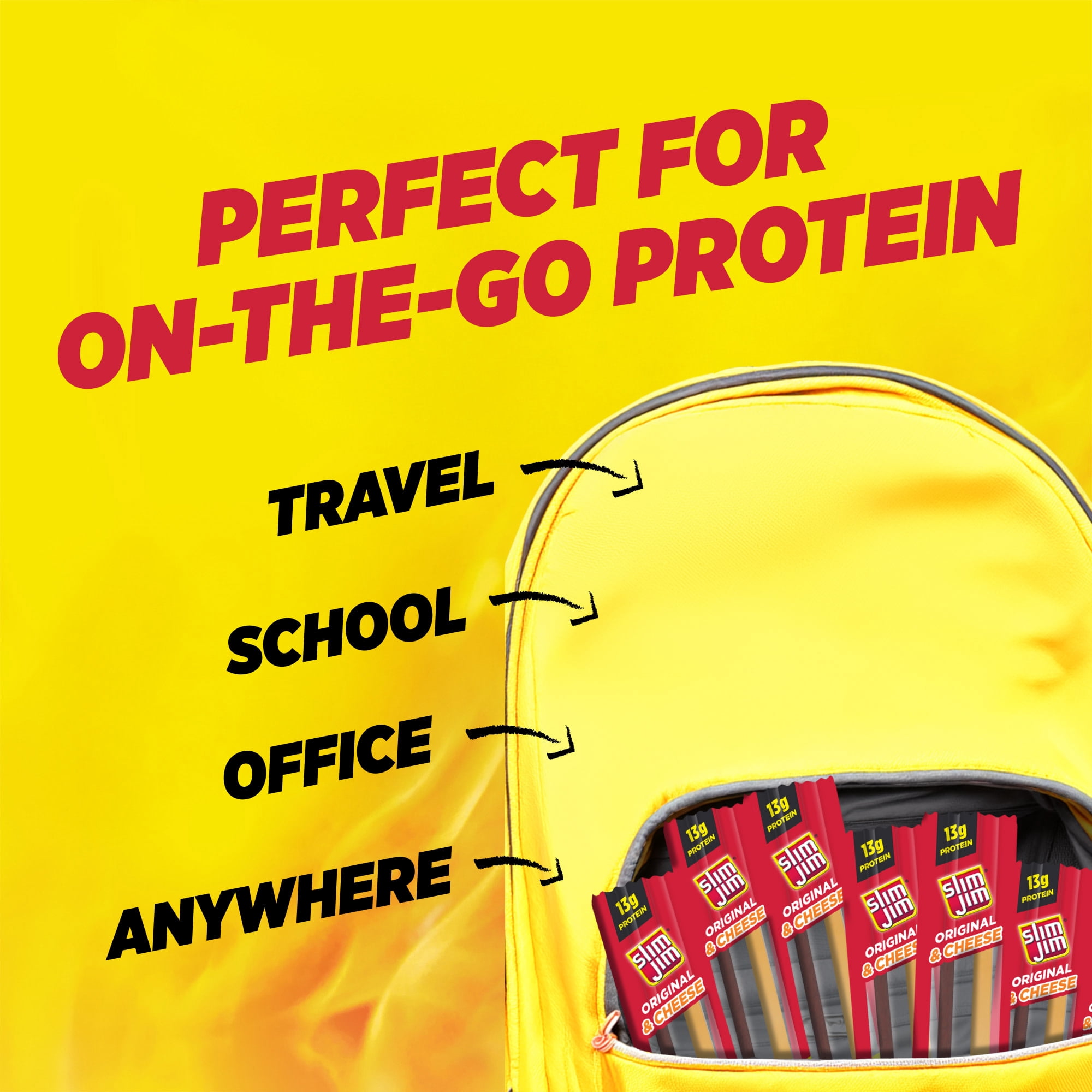 (2 pack) Slim Jim Beef 'N Cheese Smoked Meat Sticks, Original Flavor, High Protein, 2.3 oz.