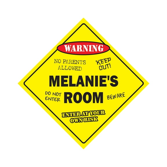 Melanie's Room Sign Crossing Zone Xing | Indoor/Outdoor | 17" Tall kids bedroom decor door children's name boy girl