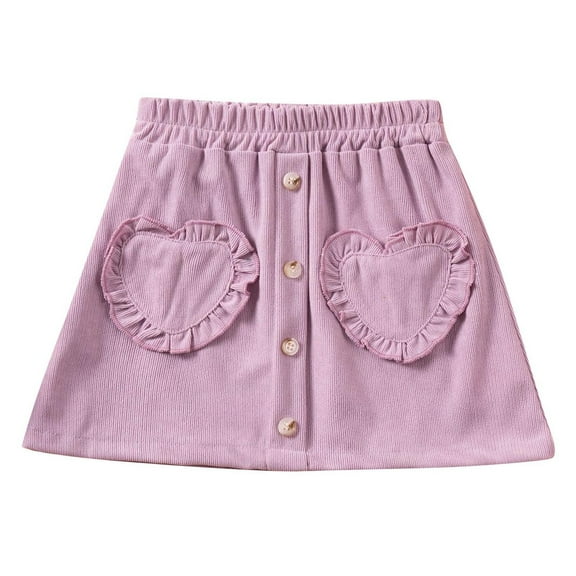Ugoldhm Toddler Girls Skirt Elastic Waist Solid Color Summer Casual Skirts 1-7 Years
