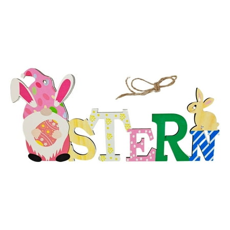 

Easter Wooden Pendant Rabbit Egg Door Panel Decoration Wall Crafts Hanging Festival Atmosphere 1 Pcs