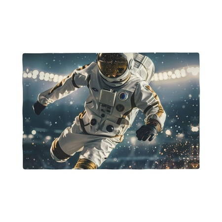 

Placemats Set of 6 Astronaut Soccer Field Place mats for Dining Table Indoor/Outdoor Cute Heat Resistant Washable Table Mats(18 x 12 )