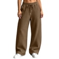 thumbnail image 5 of ZHYou No Boundarie Womens Baggy Sweatpants Seam Drawstring High Waist Wide Leg Loose Casual Trousers with Side Pockets,Coffee,Size M, 5 of 9