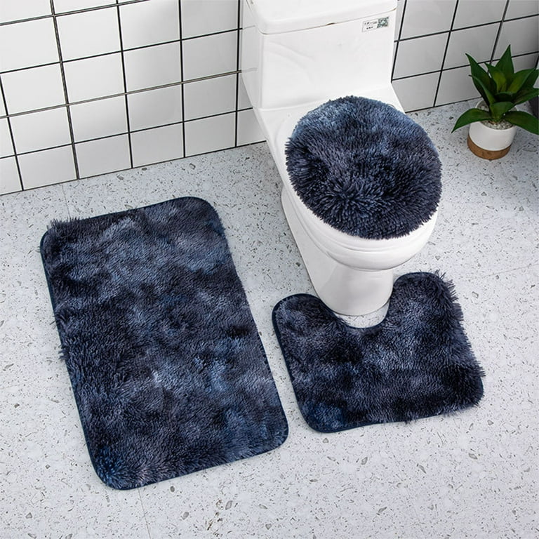 3 Piece Bathroom Rugs Set Microfiber Plush Bath Rug Non Slip