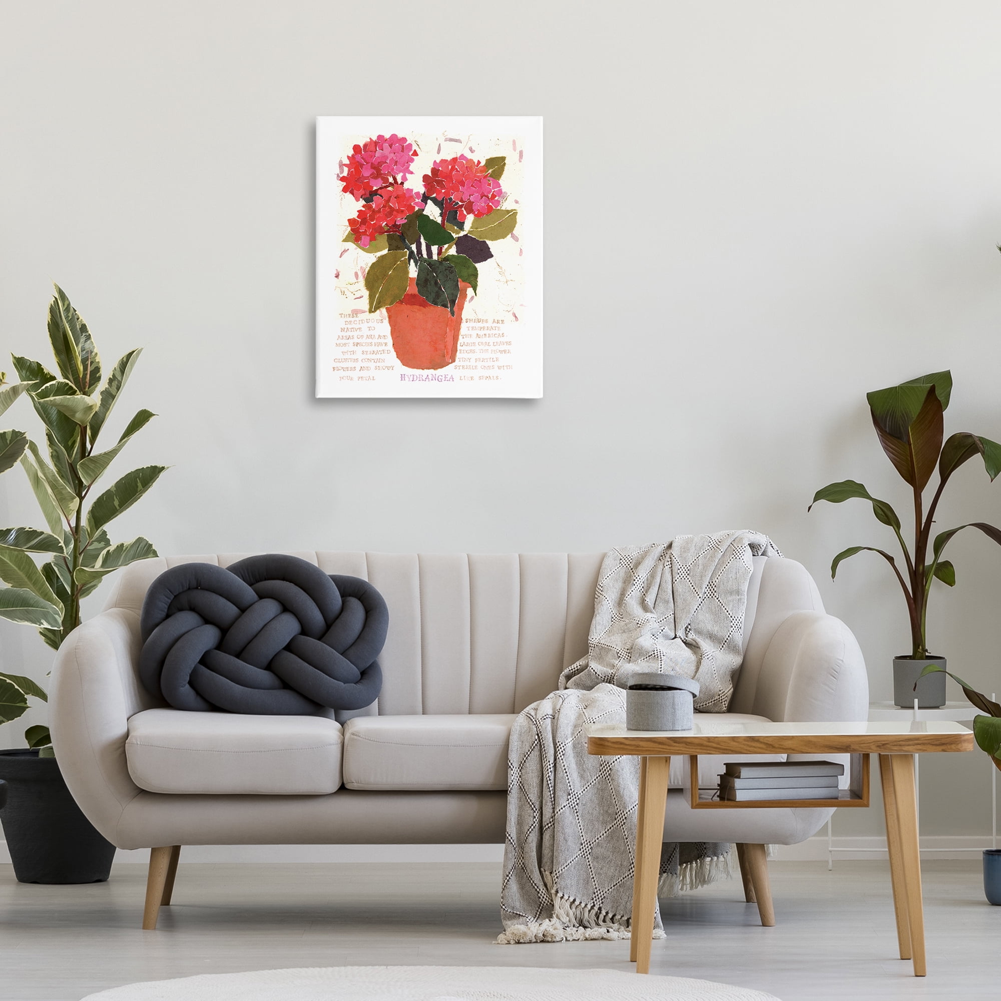 Stupell Industries Bold Red Hydrangea Botanical & Floral Painting Gallery Wrapped Canvas Art Print Wall Art, 24 x 30