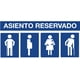 thumbnail image 1 of Señal: "Asiento reservado para mujeres embarazadas, con bebés, personas con discapacidad y adultos mayores" azul y blanco. Plástico estireno cal 40, interiores, 12.5 x 25 cm. Cartel, Letrero cuadrado., 1 of 5