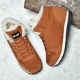 thumbnail image 5 of Xfvqtps Men and Womens Warm Sneakers High Top Lamb Wool Plush Fleece Line Lace Up Lightweight Non Slip Winter Shoes Korean Cotton Shoes Snow Boots Brown, 5 of 7