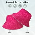 thumbnail image 2 of Yiaed Rose Red Glitter Print Reflective Stripe Bucket Hat Unisex Funny Outdoor Fisherman Cap Beach Sun Hat, 2 of 5