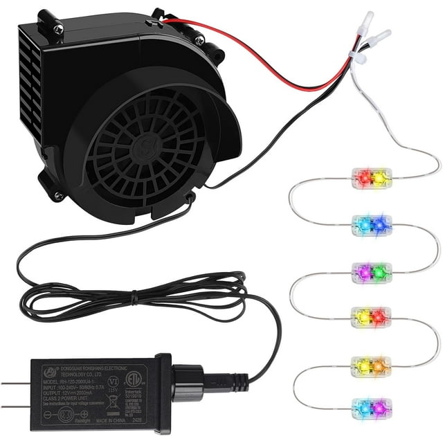 Replacement Air Blower for Inflatables .A Inflatable Air Fan Blower with Bright Colorful Projection Lamp LED Light &v/A Adapter for Halloween Christmas Inflatable Outdoor Decoratio