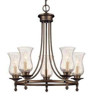 Hampton Bay Grace 1-Light Rubbed Bronze Mini Pendant with Seeded Glass Shade 