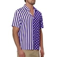 thumbnail image 4 of INSPIRE CHIC Men's Shirt Summer Stripe Polka Dots Short Sleeves Button Patchwork Shirt L Purple, 4 of 4