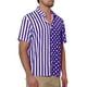 thumbnail image 4 of Camisa de hombre INSPIRE CHIC de verano a rayas con lunares, de manga corta, con botones y patchwork, color morado, 4 of 4