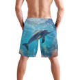 thumbnail image 3 of Dailycode Men's Quick Dry Swim Trunks Beach Shorts Casual Summer Board Shorts with Pockets, Dolphin in Ocean, 3 of 8