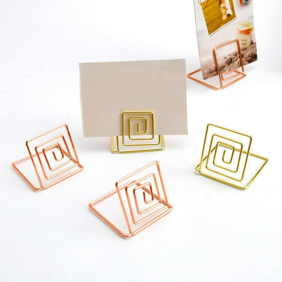 WHAMVOX 10pcs Golden Carbon Steel Note Clips for Photo and Menu Holding Ideal for Weddings and Parties