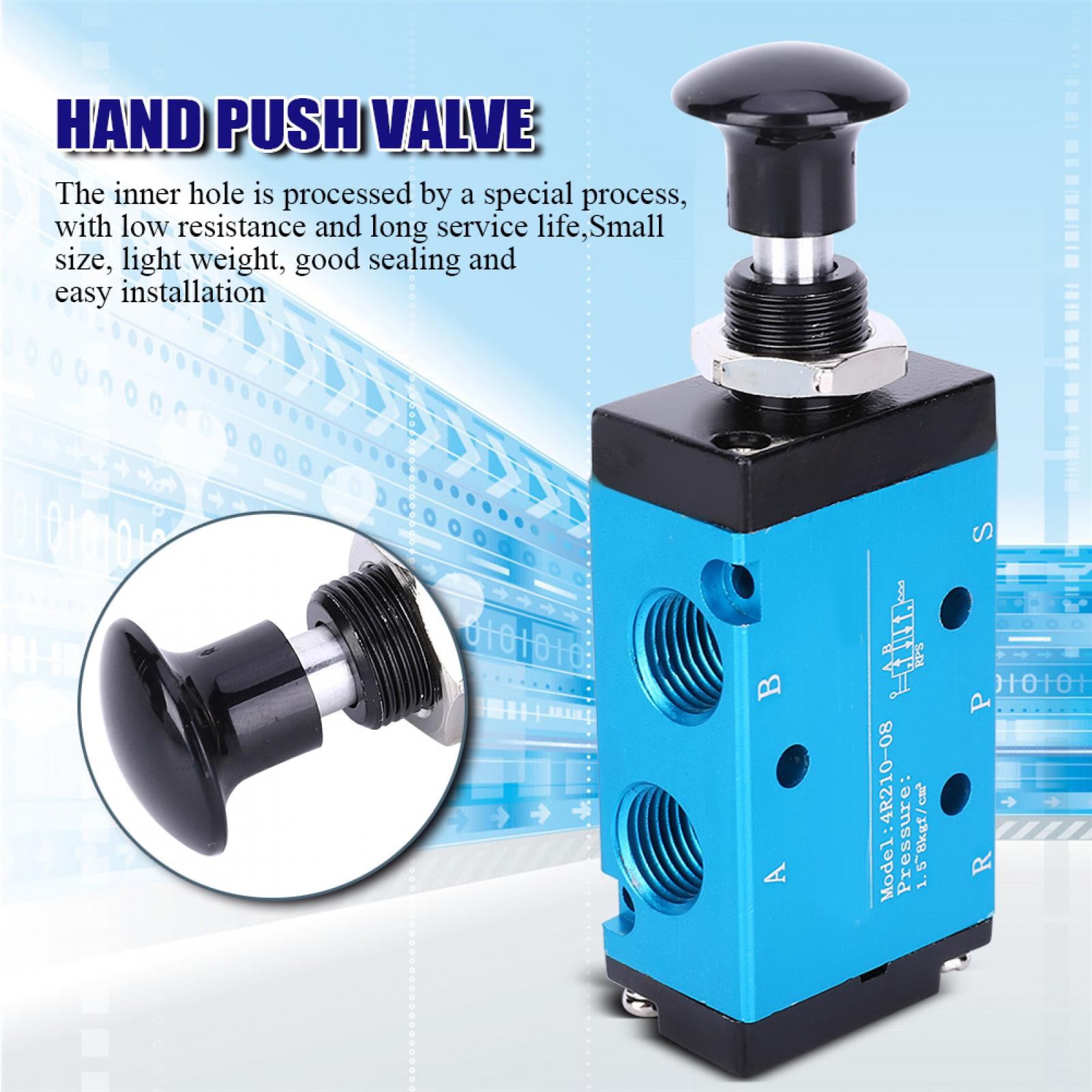 2 Position 5 Way Hand Control Push Valve G1/8 Exhaust G1/4 Inlet Hand Pull Mechanical Valve Round Air Control Valve Hand Operate Pneumatic valve