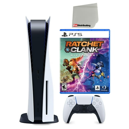 Sony Playstation 5 Disc Version with Ratchet & Clank: Rift Apart Bundle with Microfiber Cleaning Cloth