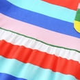 thumbnail image 6 of HILEELANG Toddler Girls Short Sleeve Dress Spring Summer Cotton Casual Rainbow Stripe Printed Jersey Shirt Dresses 3T, 6 of 6
