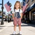 thumbnail image 3 of Ticikt Unisex Printed Overalls Short Romper, Festival Jumpsuits 4th of July Kids Overalls,Color:Red,Size:12-13 Years, 3 of 7