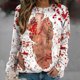 thumbnail image 2 of Sudadera informal con cuello redondo y mangas largas con estampado de Halloween para mujer, sudadera sin capucha con estampado de sangre personalizado Pompotops  FGAJ18977, 2 of 5