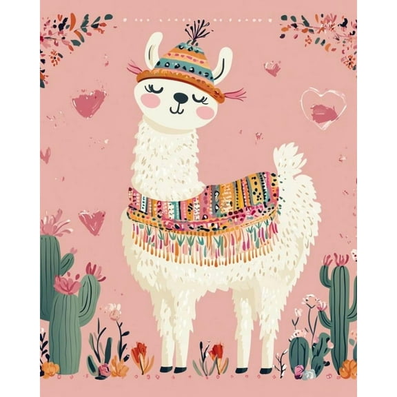 Paint by Numbers for Adults Kids Beginner Pink Alpaca Dream DIY Acrylic Painting by Numbers Kits with Brushes Acrylic Pigment Home Decoration Gifts 16 x 20 inch