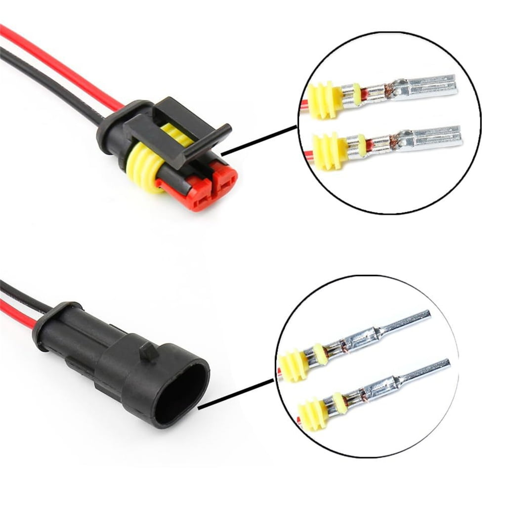 40pcs Waterproof 2Pin Auto Wire Harness Fast Connectors for Vehicle Circuitry