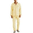 thumbnail image 2 of Letdown Men Flannel Pajamas Sets Striped Sleepwear Long Sleeve Button Shirts Pants Thermal Sleep 2PCS Outfit with Soft Brushed Interior Loungewear Fluffy Soft Holiday (#08-Yellow,XL), 2 of 4