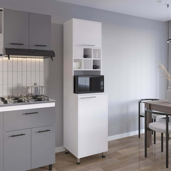 DEPOT E-SHOP DE-ALB11560 Ashford Kitchen Pantry, 2 Doors, 4 Legs, 8 Shelves, White