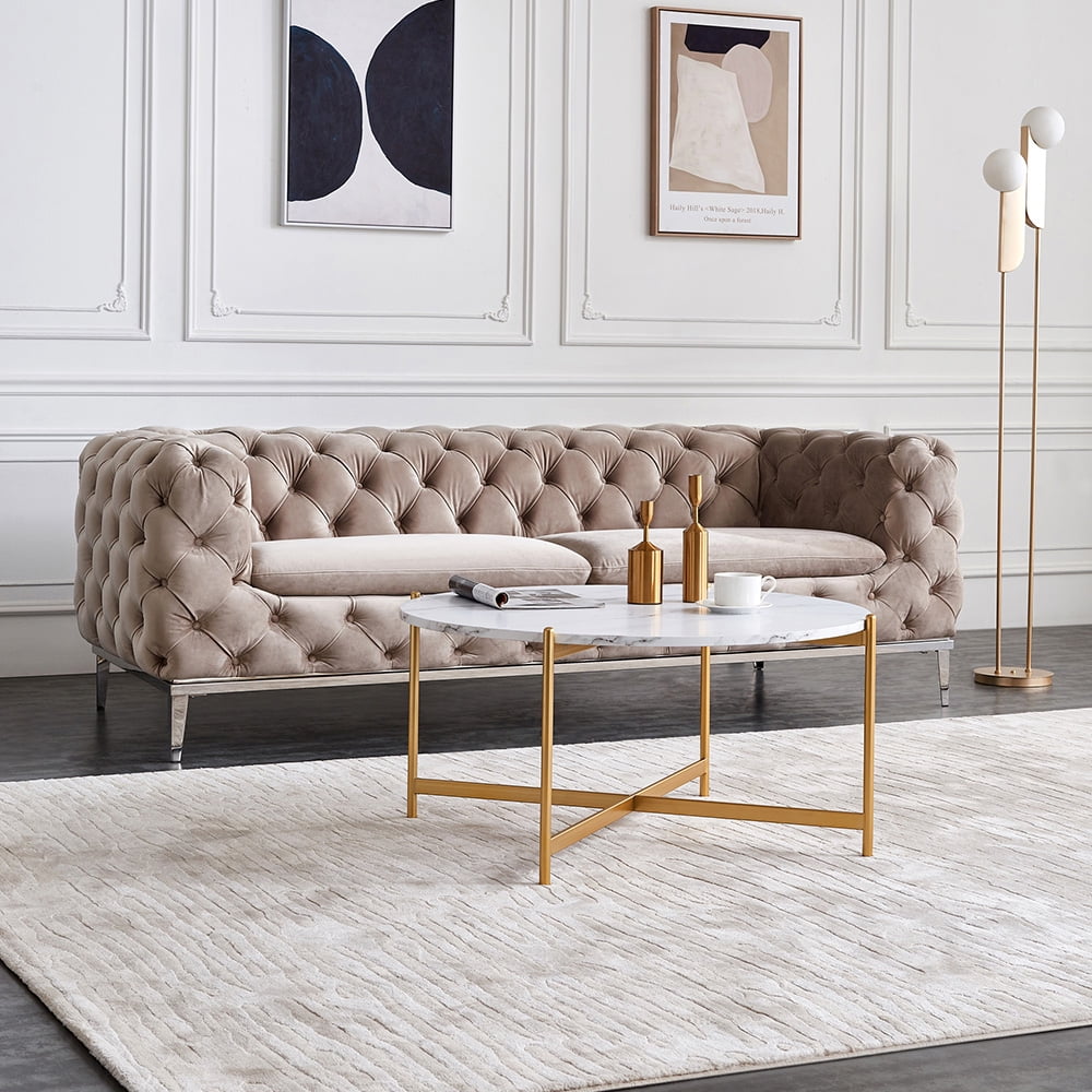 Kepooman Modern Round Nesting Coffee Tables, 36" Wooden Side End Table for Living Room Small Space, Gold Kepooman Modern Round Nesting Coffee Tables, 36" Wooden Side End Table for Living Room Small Space, Gold