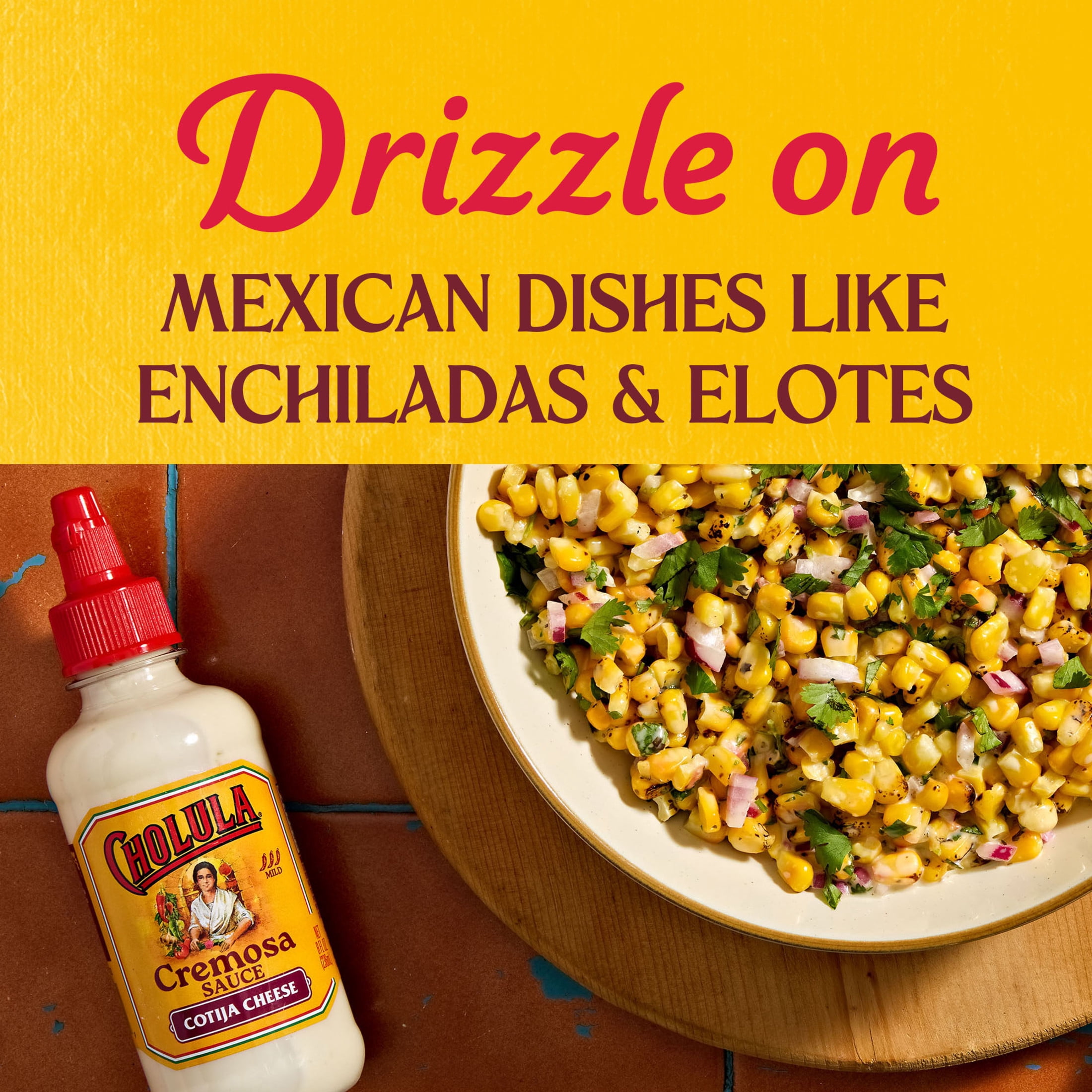 (2 pack) Cholula Cremosa Cotija Cheese Sauce in Resealable Plastic Bottle, 8 fl oz