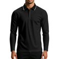 thumbnail image 5 of Josdec Men's Color Block Long Sleeve Top, Turndown Collar Contrast Piping Casual Base Shirt for Daily Layering S‑XXL, 5 of 8