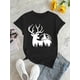 thumbnail image 2 of Women's Casual Elk Graphic Tee - Comfy Crew Neck Short Sleeve T-Shirt, Perfect for Summer & Holidays, 2 of 6