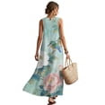 thumbnail image 2 of Xixirimido Hummingbird Peony Flowers Print Linen Summer Dresses for Women Sleeveless A-line Flowy Maxi Dresses Casual Beach Vacation Sundresses with Pockets, 3X-Large, 2 of 7