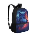thumbnail image 2 of Jeiento Wolf School Backpack for Boys Elementary Bookbag Back Pack Purse Blue Kids Middle High School Bags Rucksack for Kindergarten Students Daypack Back To School Supplies Cool Flame, 2 of 6