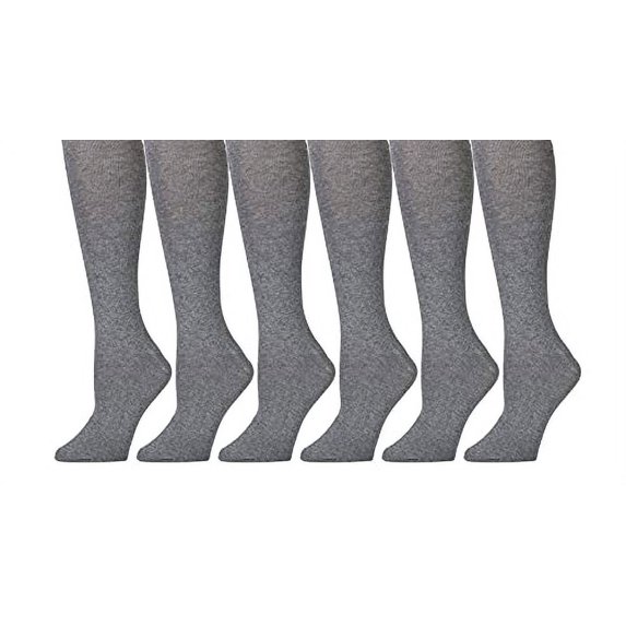 Yacht & Smith 6 Pairs of Girls Knee High Socks, Flat Knit, School Socks