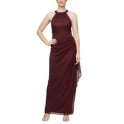 Alex Evenings Long Sleeveless Halter Neck Dress (Womens, Fig, 8)