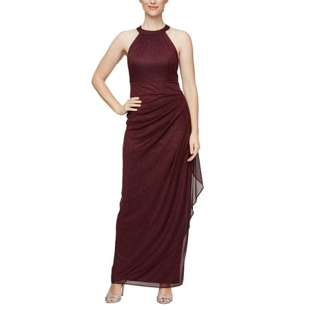Alex Evenings Long Sleeveless Halter Neck Dress (Womens, Fig, 8)