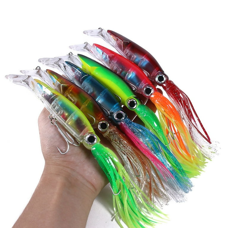 Large Simulation Squid Fishing Lure Bait: Realistic Looking, Bright Color  Octopus Skirt, Treble Hook, Hard Bait Fishing Supplies