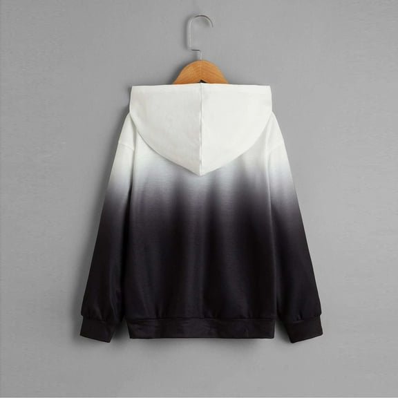 Aayomet Hoodies For BoysBoys&Girls Casual Fashion Sweatshirt Gradient Color Top Long Sleeve Hooded Pullover Short Sleeve Shirt,Black 8 Years