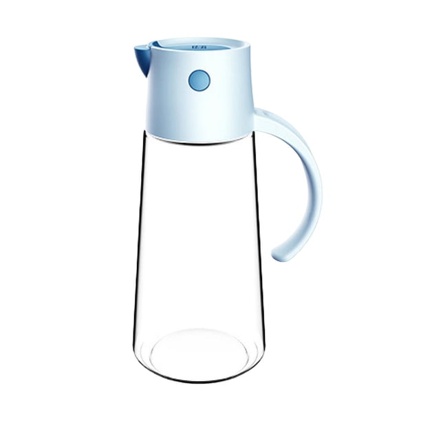 Botella de aceite de cocina a prueba de fugas de vidrio transparente para aceite, vinagre y especias. Azul