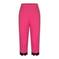 thumbnail image 6 of DDAPJ pyju Capris for Women Lace Hem Leggings Buttery Soft Stretch High Waisted Cropped Tights Summer Workout Running Yoga Pants Hot Pink L, 6 of 7