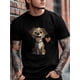 thumbnail image 3 of Camiseta de manga corta para hombre, estilo casual, con estampado de perro, corazón y dibujos animados, cuello redondo, 3 of 8
