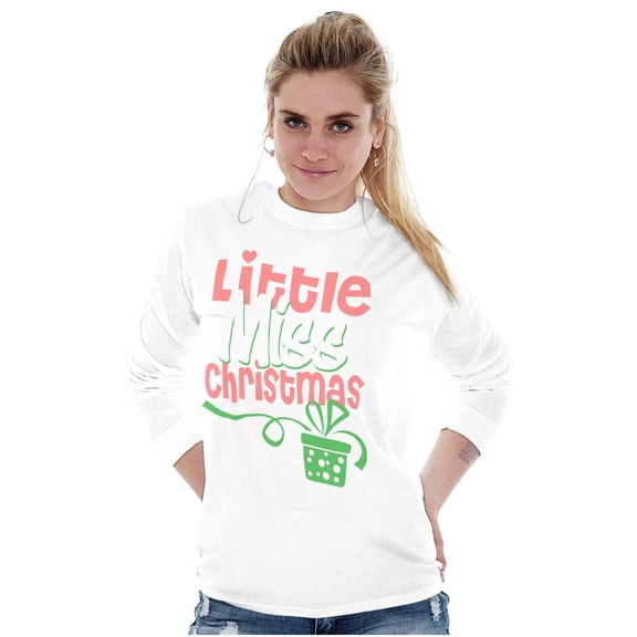Cute Little Miss Christmas Present Women's Long Sleeve T Shirt Brisco Brands S
