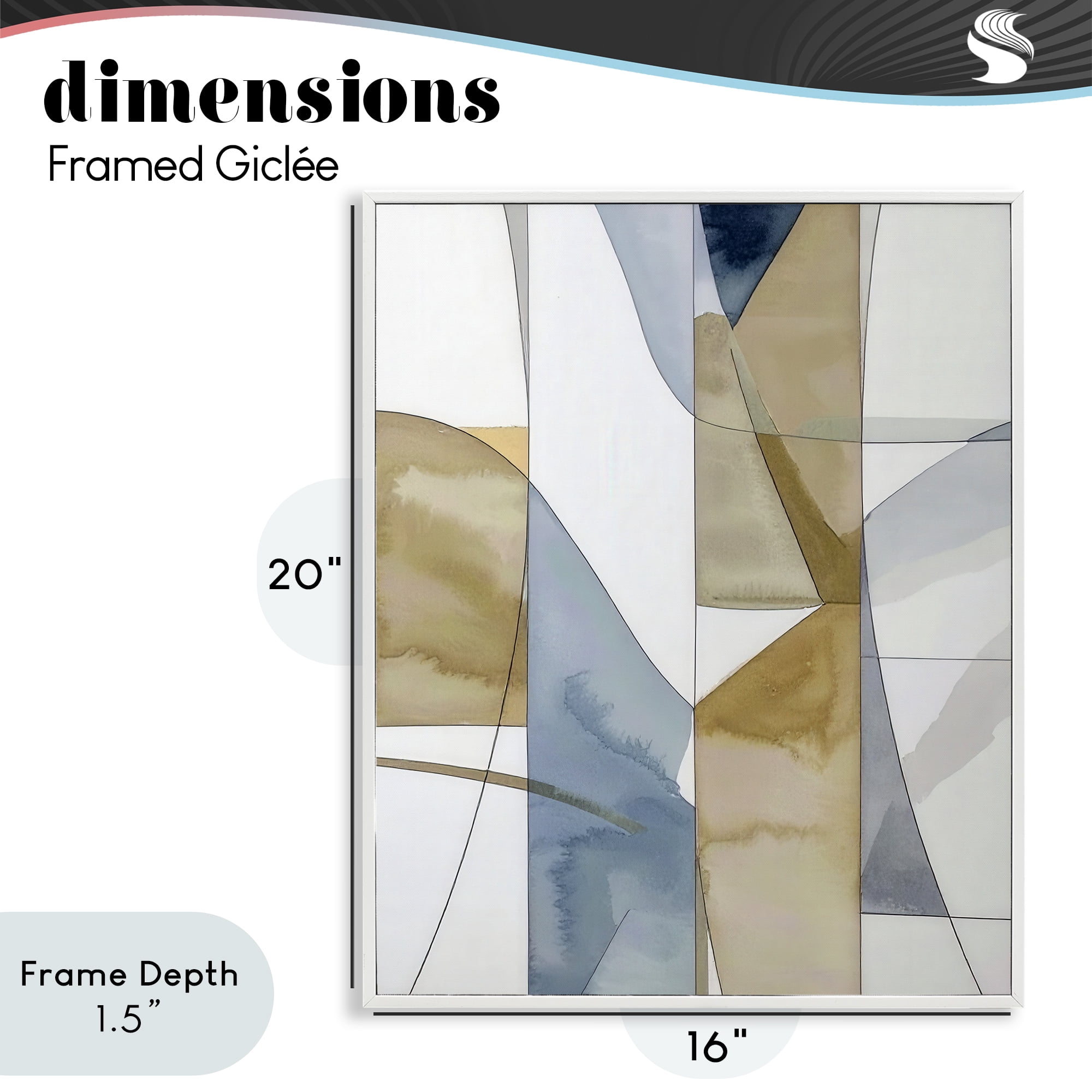 Stupell Industries Geographic Abstract Sections White Framed Giclee Art, design by Alonza Saunders