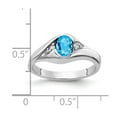 thumbnail image 2 of Solid 14k White Gold 6x4mm Oval Blue Topaz Diamond Engagement Ring Size 8.5 (.058 cttw.), 2 of 3
