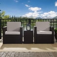 thumbnail image 3 of Palm Harbor 3-Piece Outdoor Wicker Conversation Set With Gray Cushions -- Two Swivel Chairs & Side Table, 3 of 5