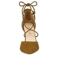 thumbnail image 2 of BLISSFUL STEP Women's Pointed Toe Chunky Heel Lace Up Pumps Brown (Size 7.5), 2 of 6