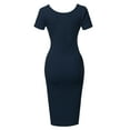thumbnail image 3 of A2Y Women's Solid Fitted Classic Short Sleeve Premium Cotton Midi Dress Midnight Navy S, 3 of 5