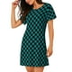 thumbnail image 2 of Fotbe Black And Teal Checkerboard Bata de Dormir para Mujer con Estampado, Camisón de Algodón de Manga Corta, Ropa de Dormir Casual, 2 of 6